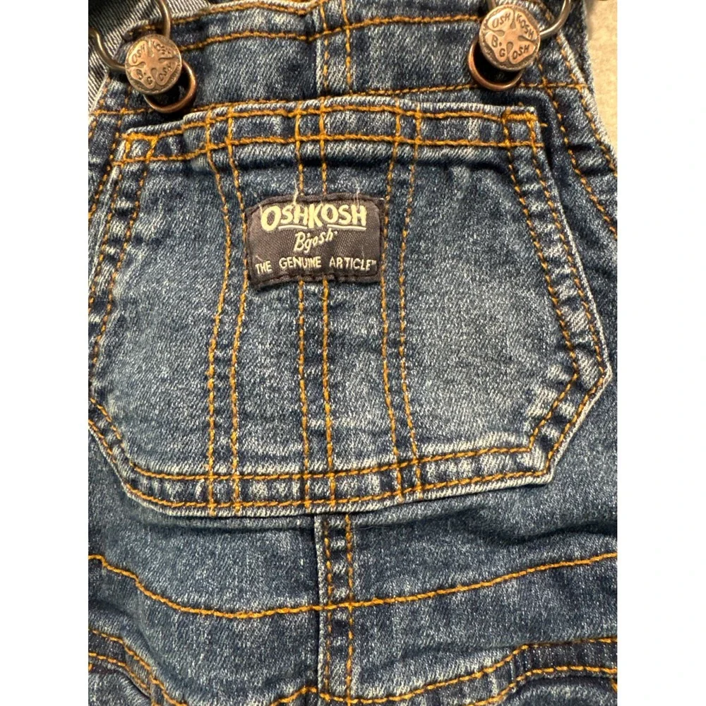 OshKosh B'gosh Toddler Boys Medium Wash Blue Denim Overalls 18M Classic Workwear
